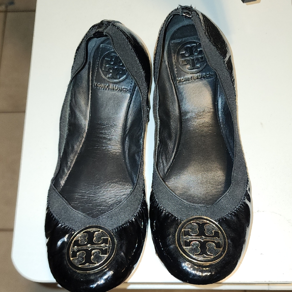Tory Burch Black Patent Leather Flats